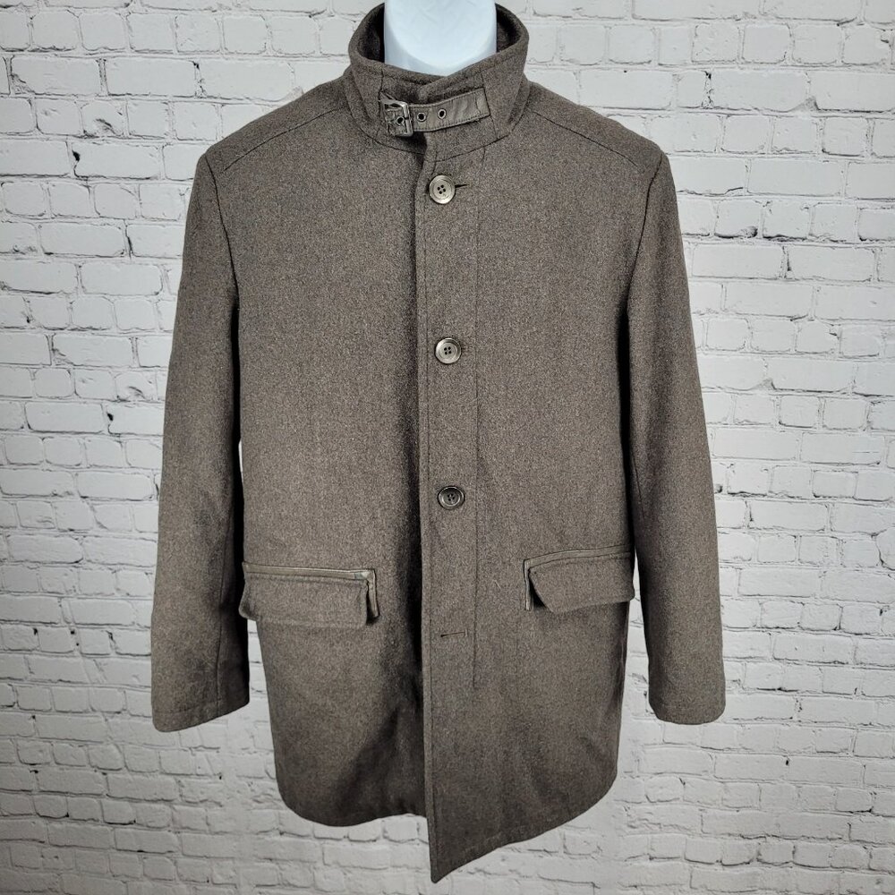 Kenneth Cole Brown Wool Blend Insulated Quilted Lining Coat Size Medium M